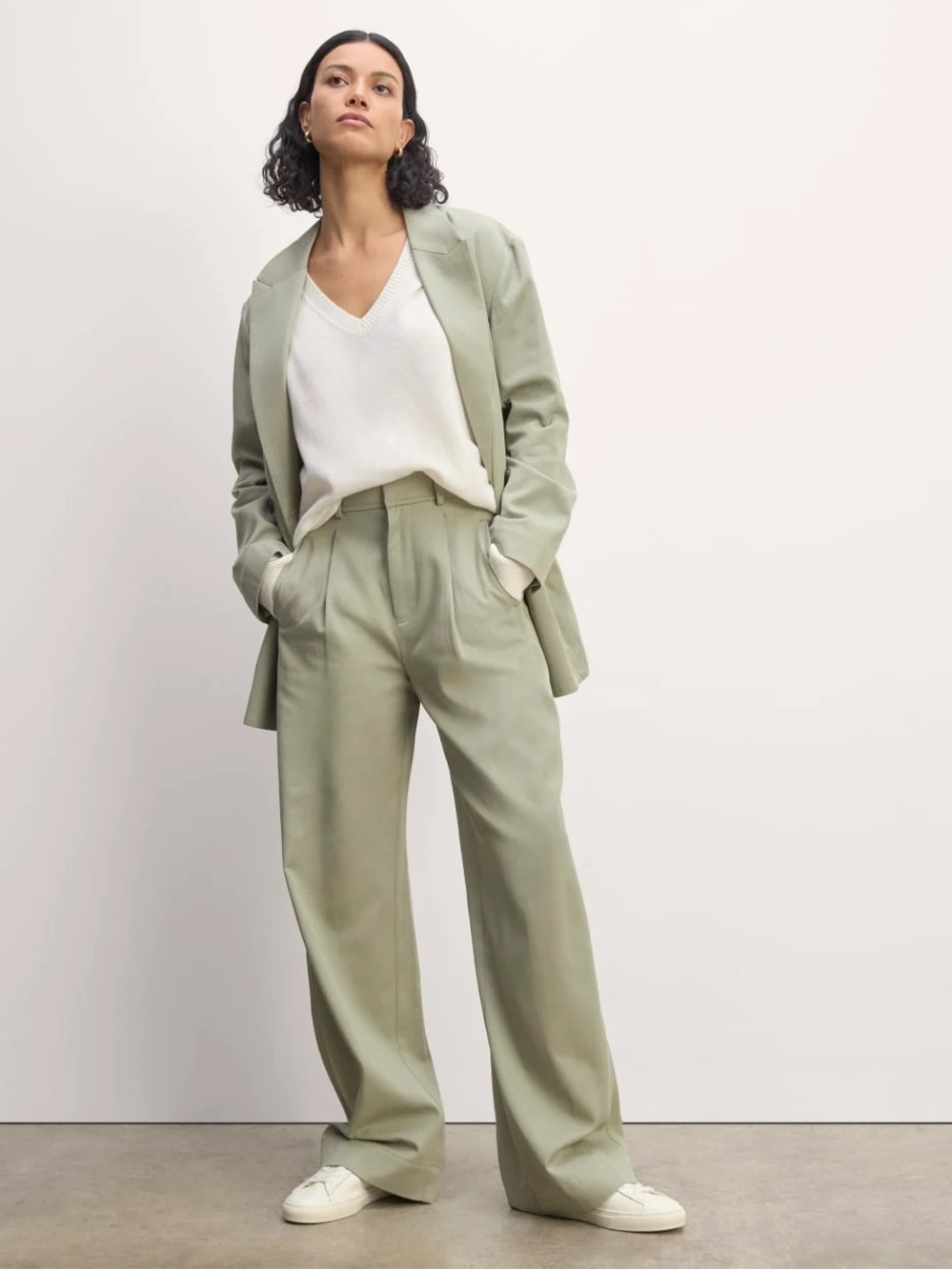 Everlane The Way-High Drape Pant Draper Pleated Buttersmooth Seagrass Sz 2R NWOT